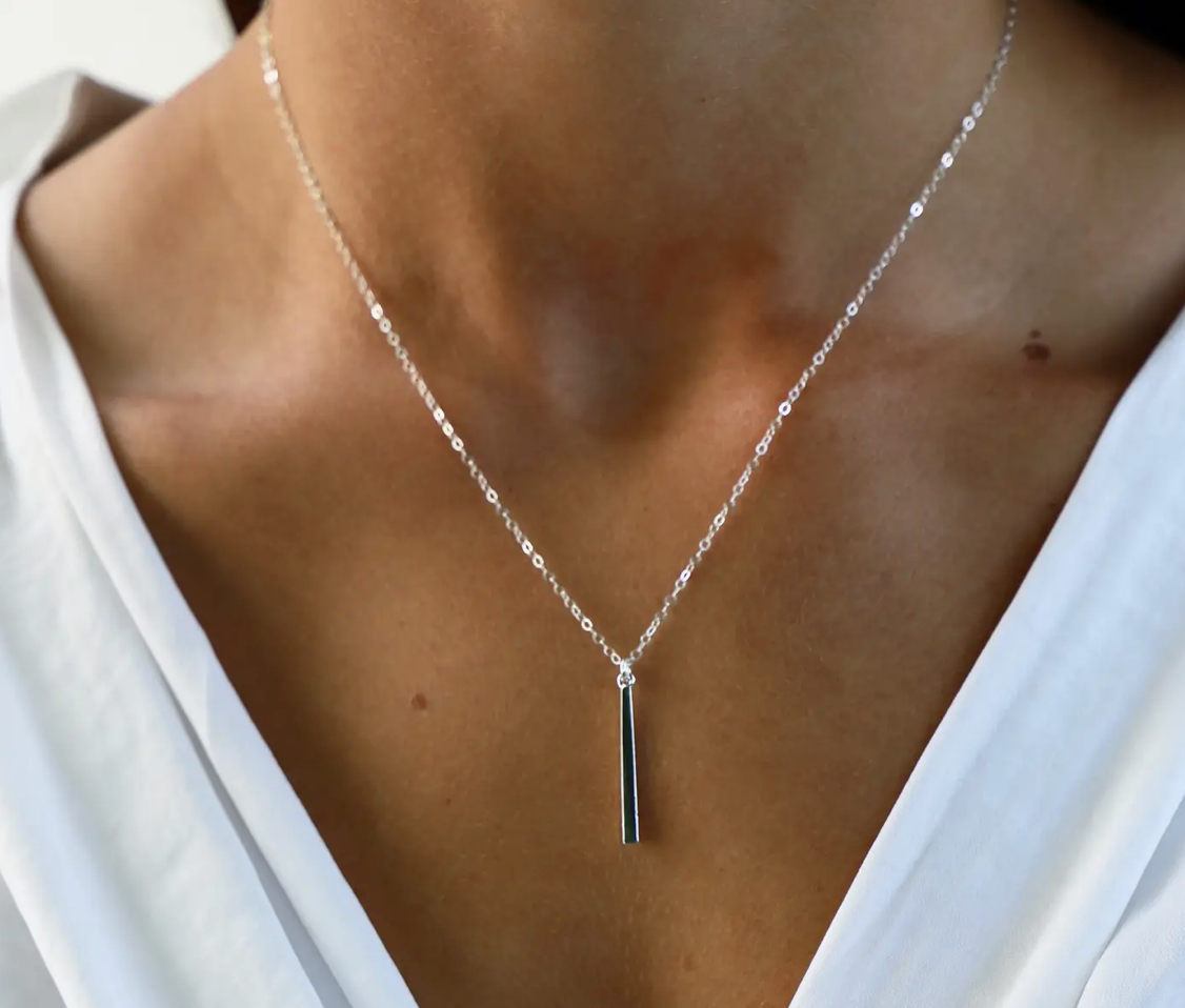 Petite Bar Necklace- Silver