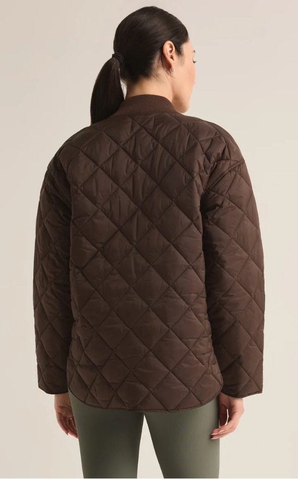 Sunrise Quilted Bomber Jacket  - Chocolate