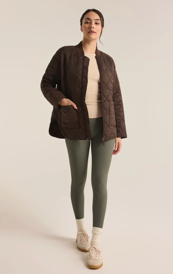 Sunrise Quilted Bomber Jacket  - Chocolate