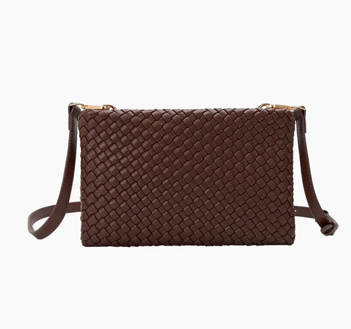 Daisy Saddle Recycled Vegan Crossbody Bag - Chocolate