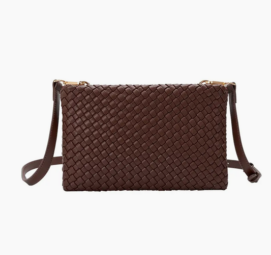 Daisy Saddle Recycled Vegan Crossbody Bag - Chocolate