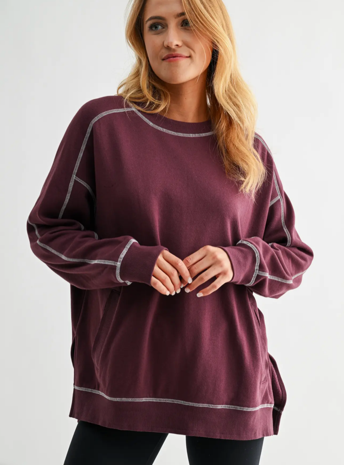 Stitchline Boxy Sweatshirt -  Plum