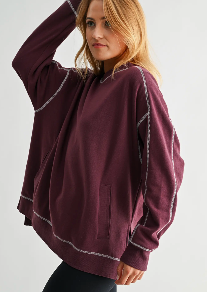 Stitchline Boxy Sweatshirt -  Plum