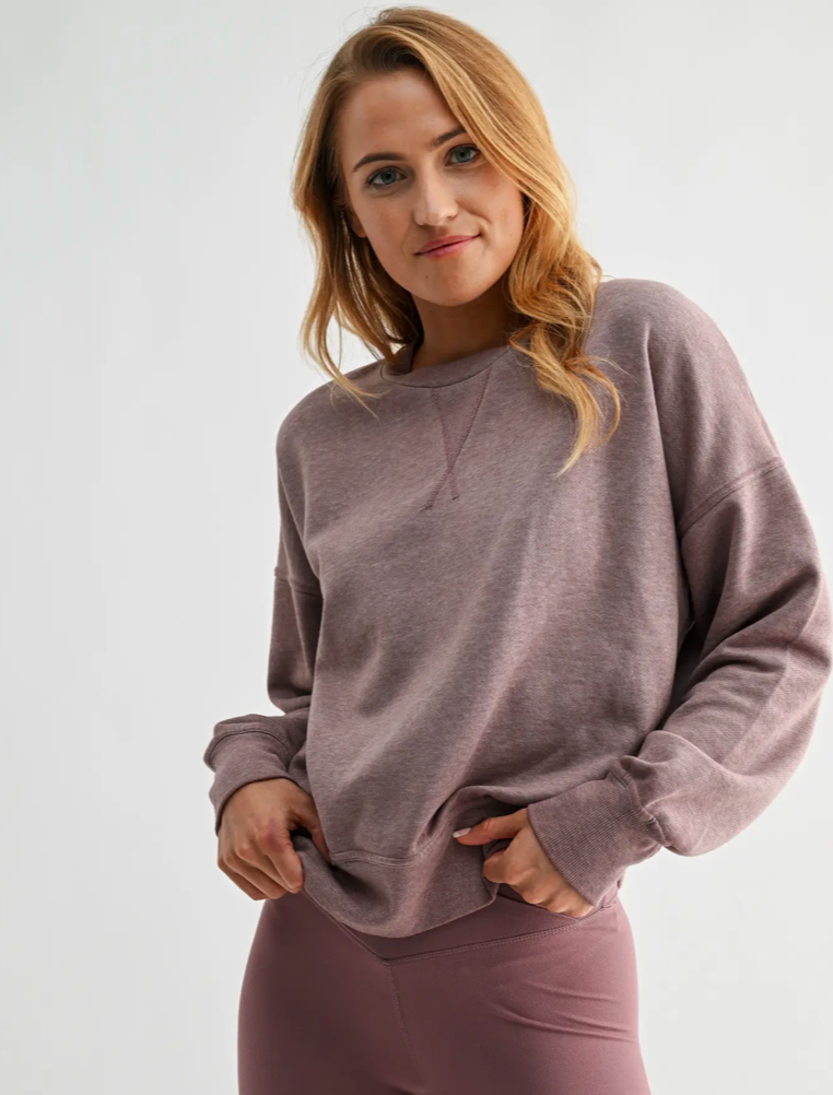 Burned Out Crewneck Sweater - Rose Taupe