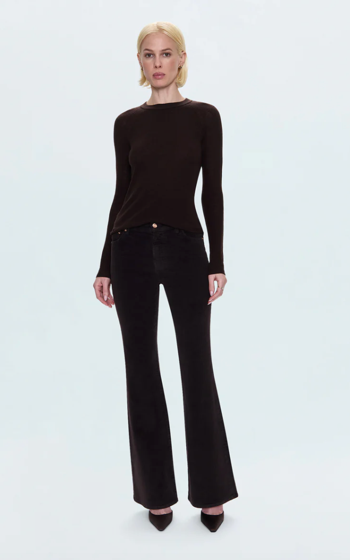 Kinsley Mid Rise Ultra Flare Pant - Mocha Corduroy