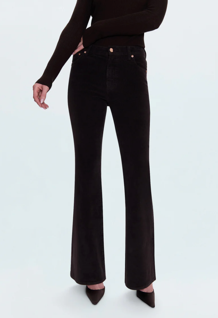 Kinsley Mid Rise Ultra Flare Pant - Mocha Corduroy