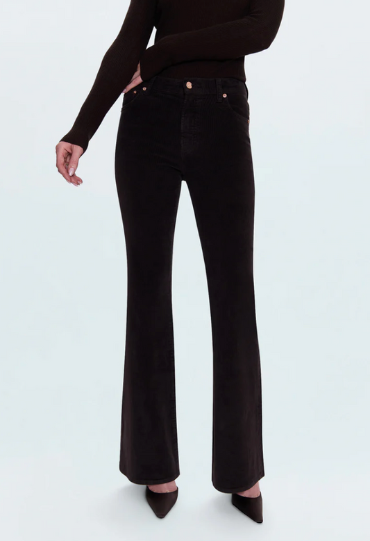Kinsley Mid Rise Ultra Flare Pant - Mocha Corduroy