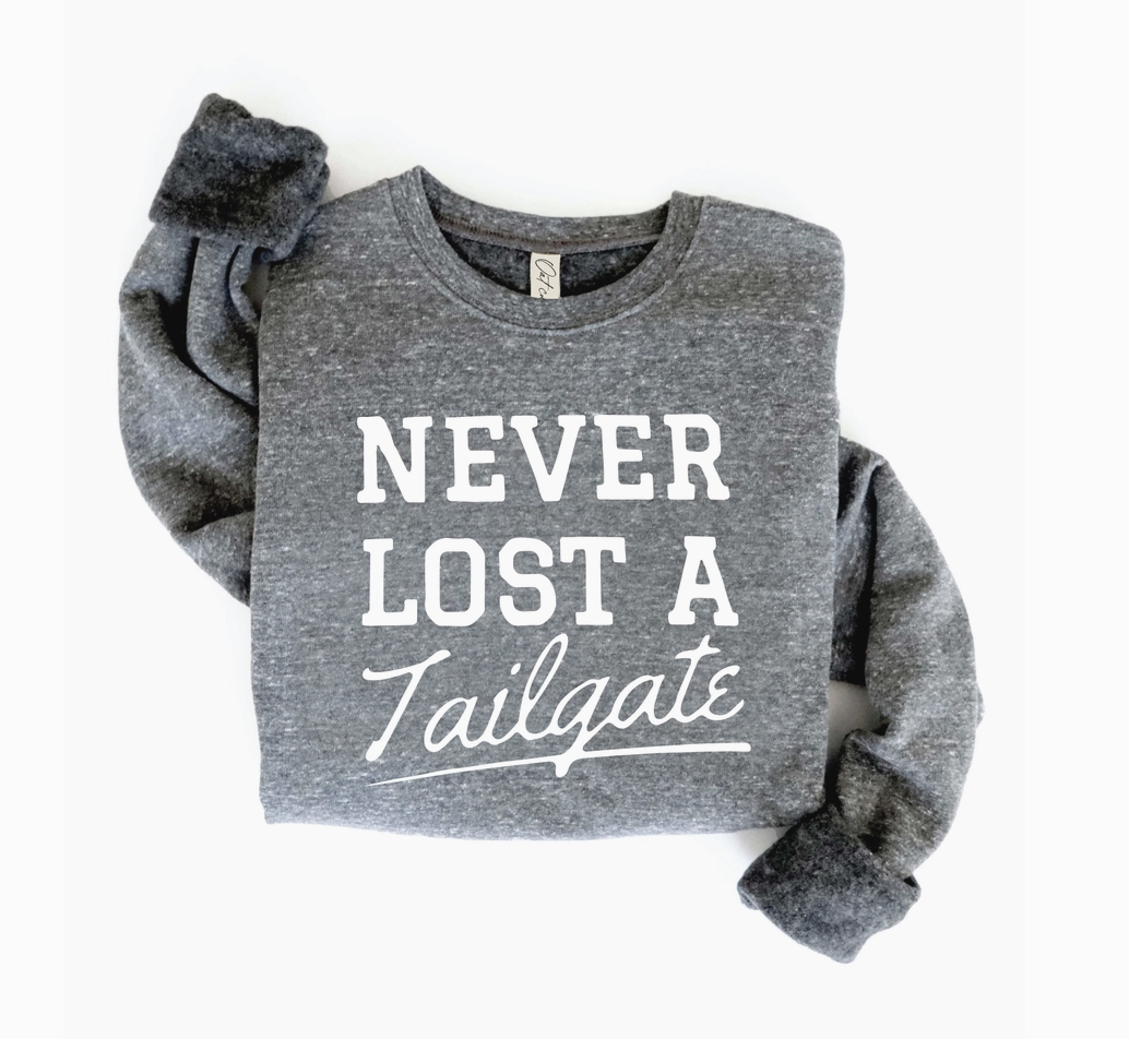 Never Lost A Tailgate Charcoal Crew Sweatshirt