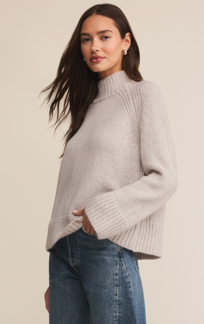 Emerge Funnel Neck Sweater - Turtle Dove