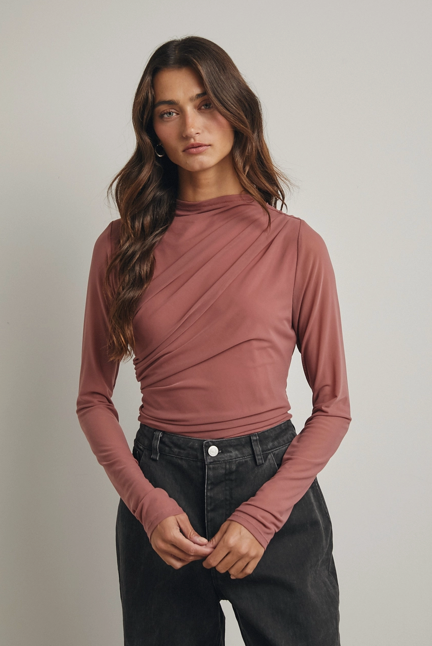 Ruched Mesh Bodysuit