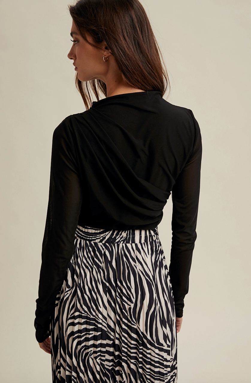 Ruched Mesh Bodysuit