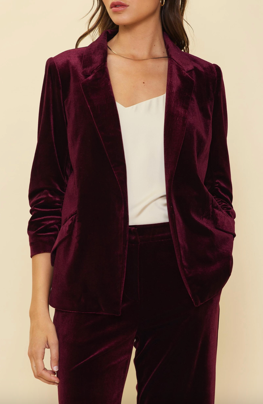Burgundy Velvet Blazer