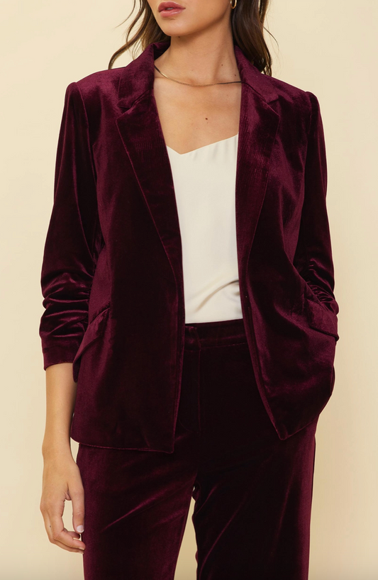 Burgundy Velvet Blazer