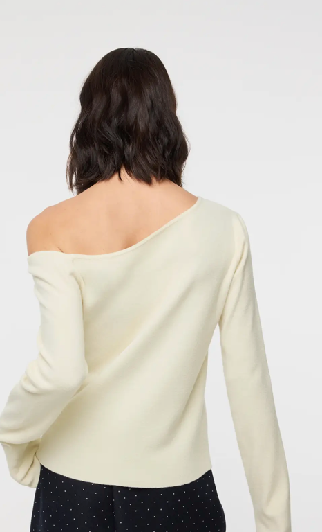 Soft-Touch One Shoulder Sweater Ivory