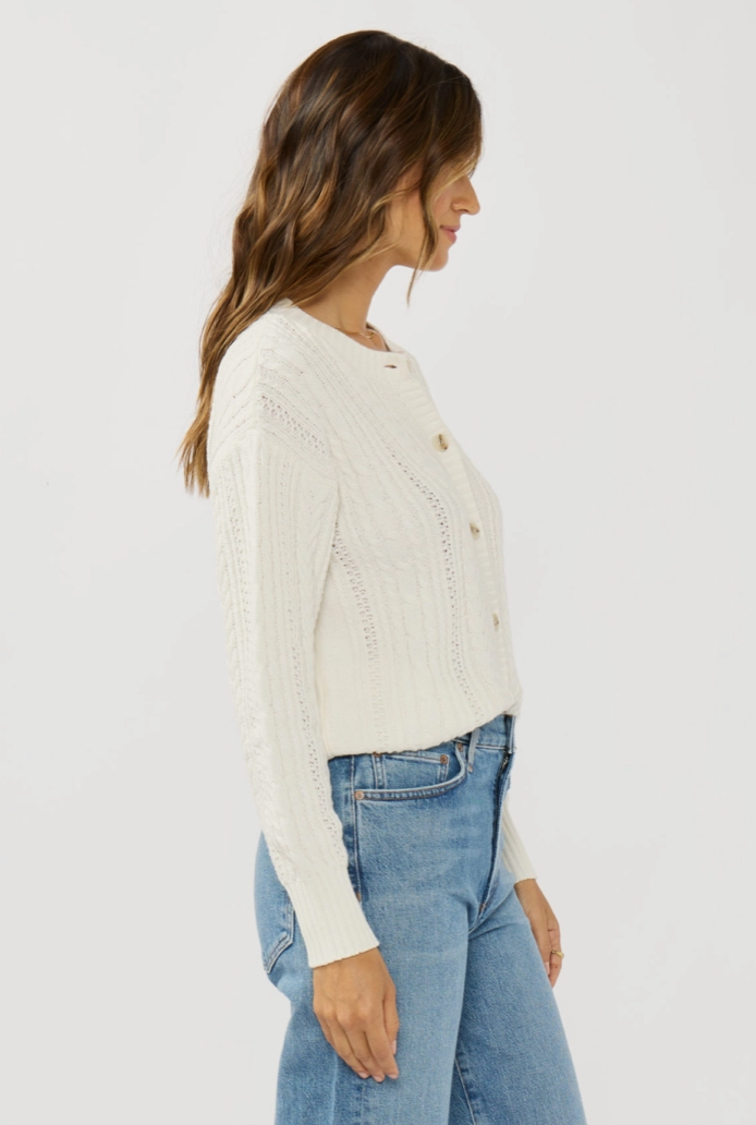 Cable Knit Cardigan - White