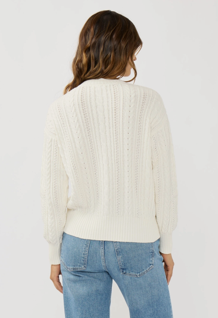 Cable Knit Cardigan - White