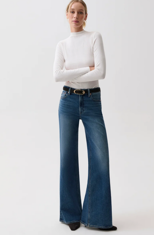 Vivian Mid Rise Wide Leg - Blue Depths