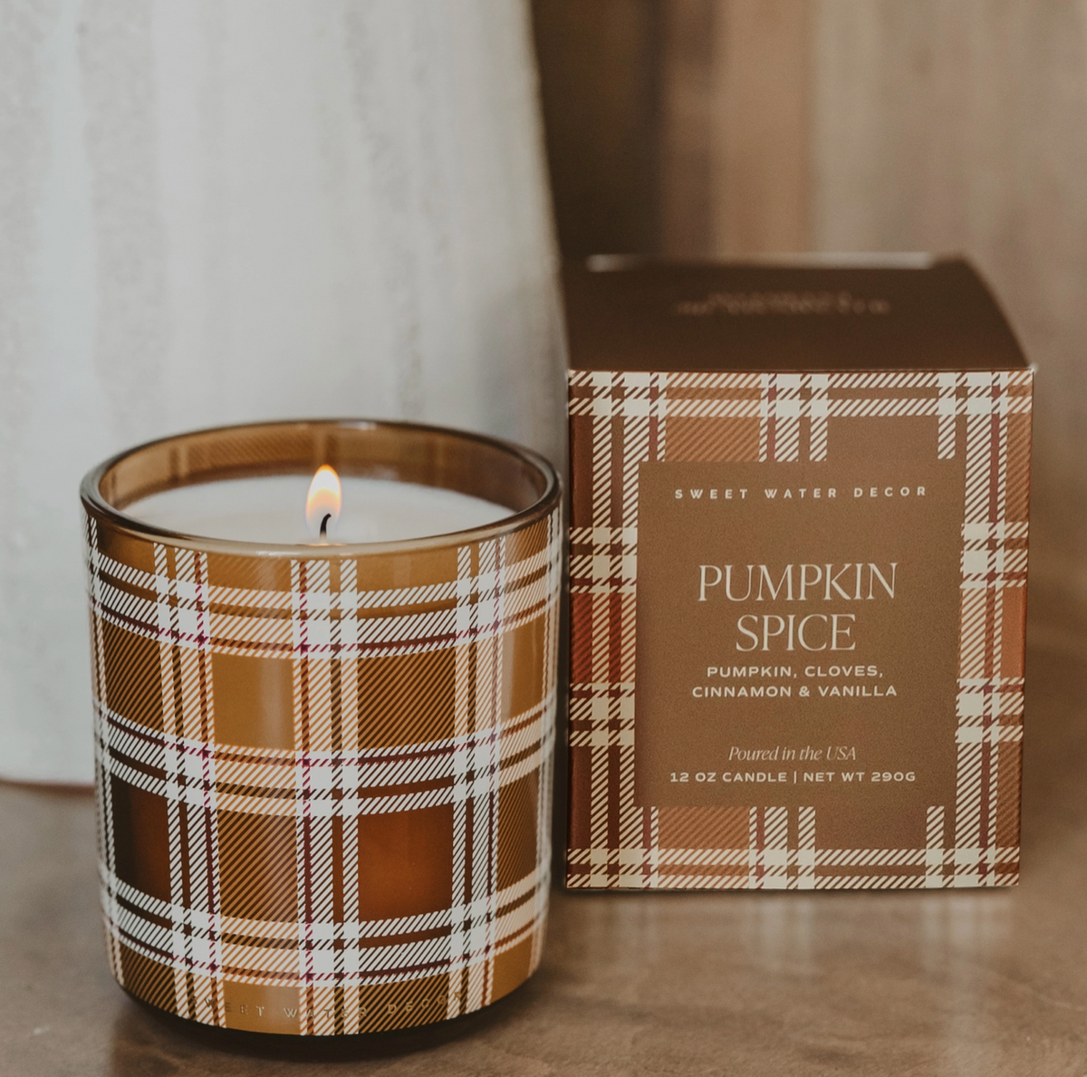 Pumpkin Spice Plaid l 12 oz Boxed Soy Candle