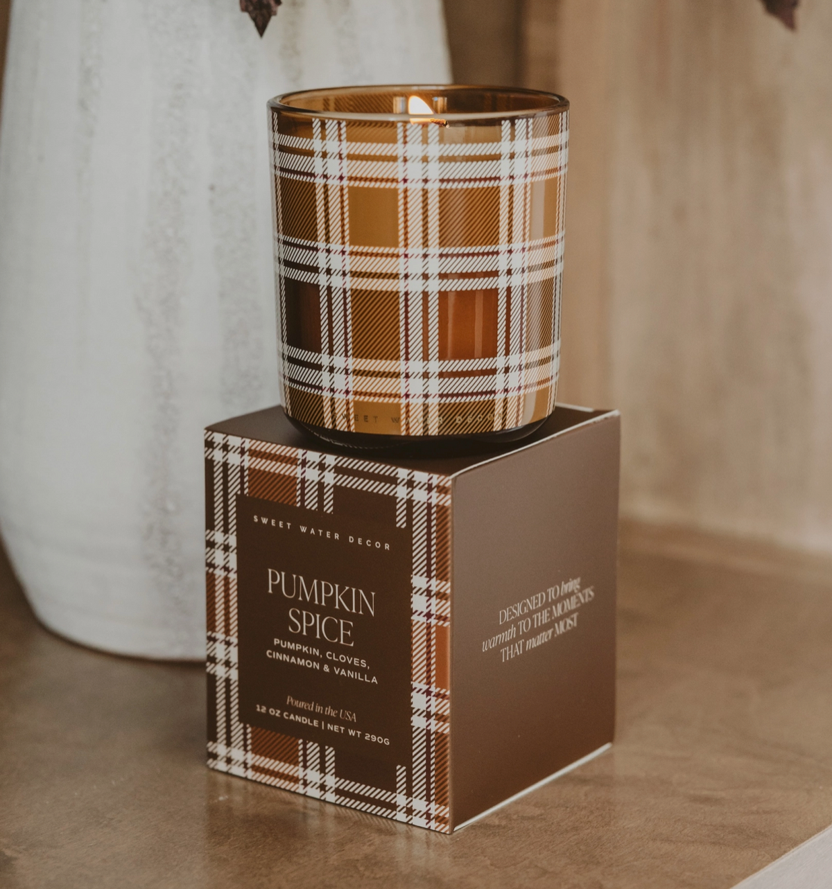 Pumpkin Spice Plaid l 12 oz Boxed Soy Candle