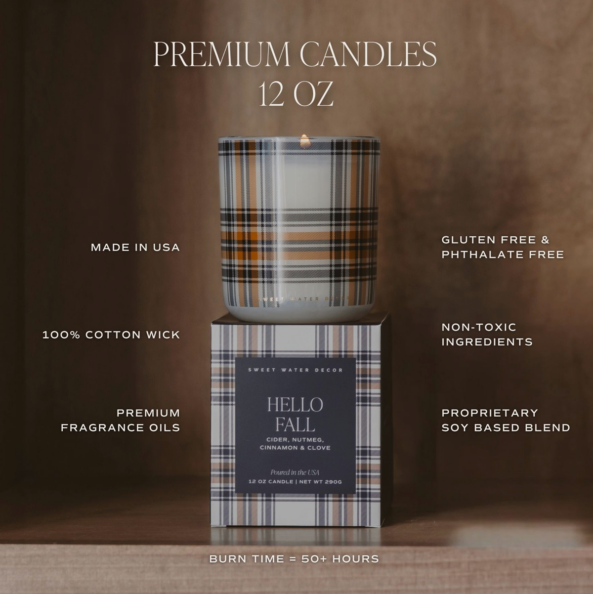 Pumpkin Spice Plaid l 12 oz Boxed Soy Candle