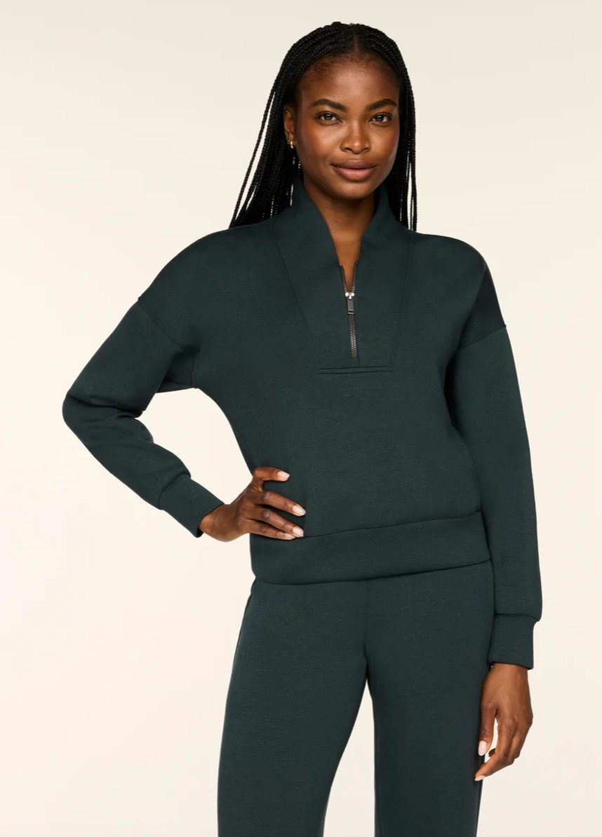 SPANX Airessentials Shawl Collar Half Zip Forest Heather