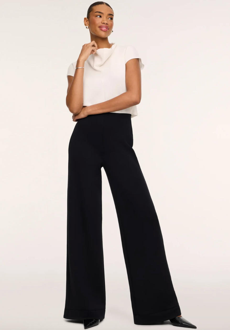 AirEssentials Draped Cowl Neck Jumpsuit Ivory & Black