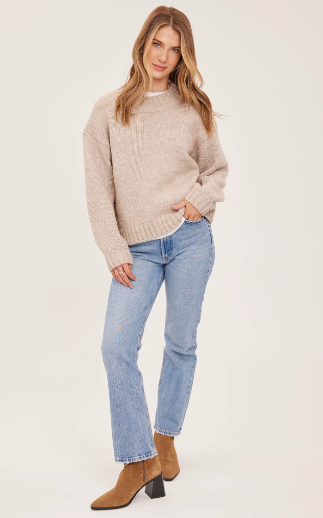 Tova Crewneck Pullover Sweater Heather Pebble