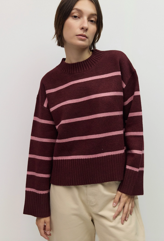 The Casey Sweater Burgundy and Pink