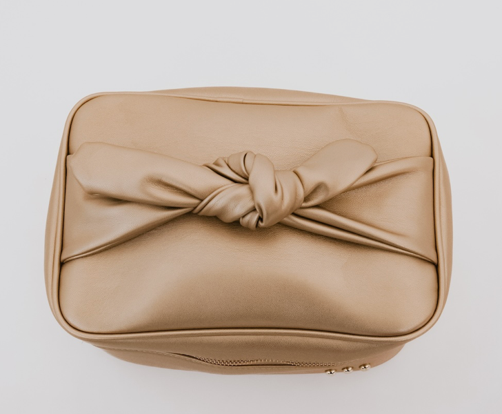 Holiday Gold Madelyn Bow Makeup Bag