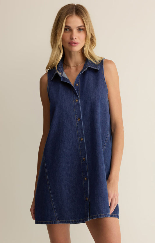 New Light Denim Mini Dress Color: Deep Water