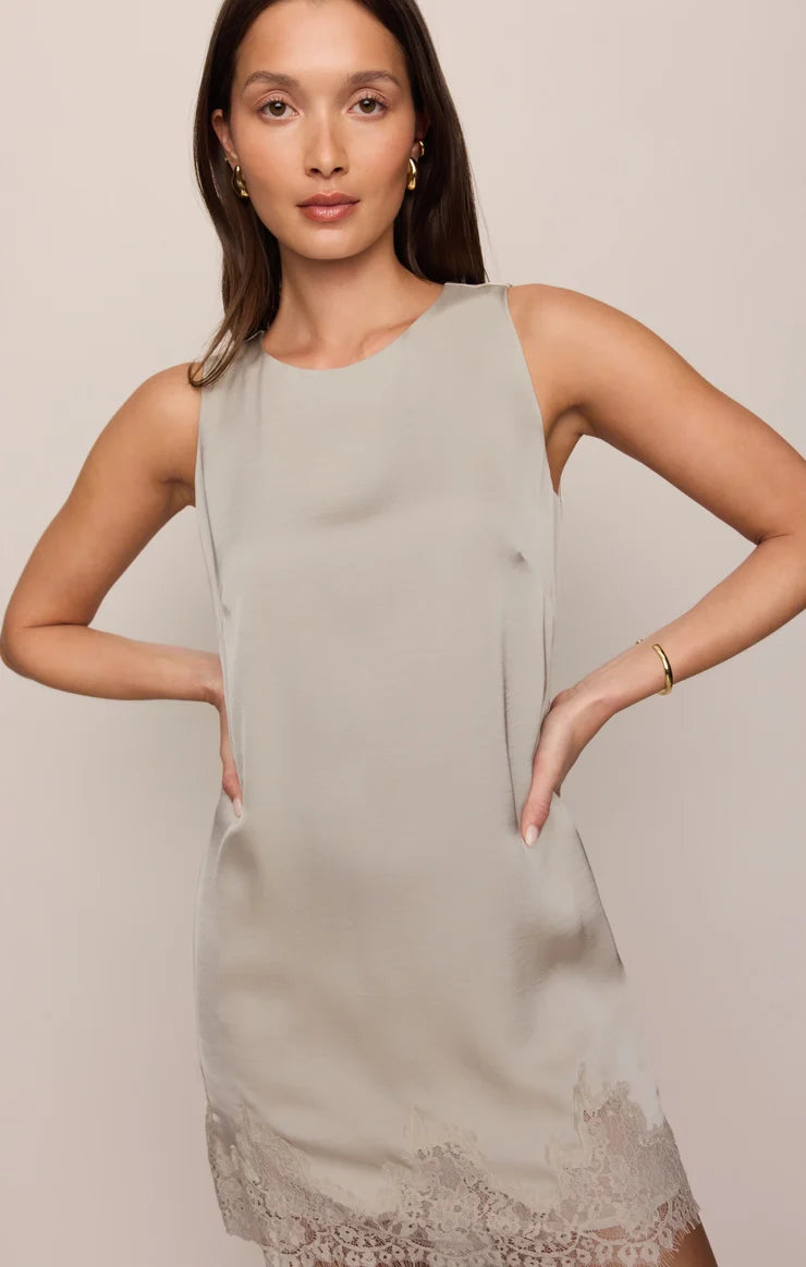 Meadow Muse Lace Mini Dress - Frosted Pearl