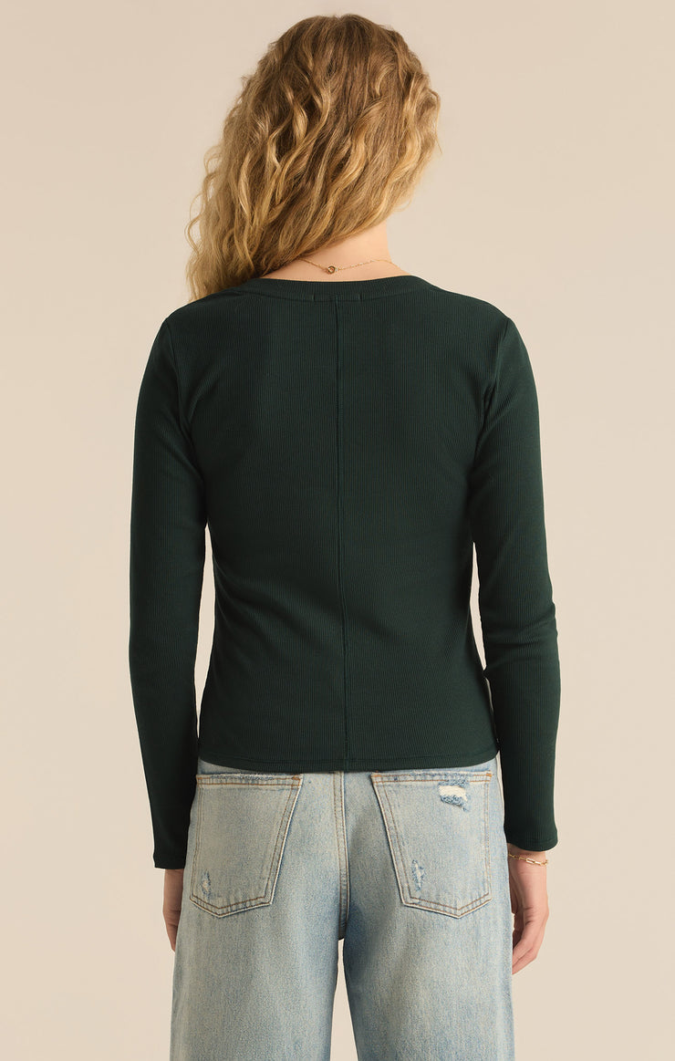 Sirena Rib Long Sleeve Tee - Cyprus Green