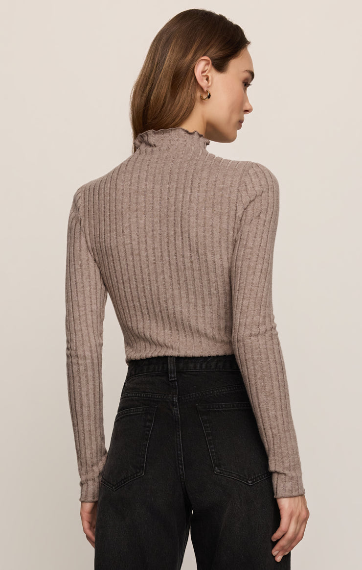 Hattie Silky Rib Mock Neck Top