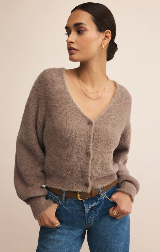Sadira Fluffy Crop Cardigan - Moonlight