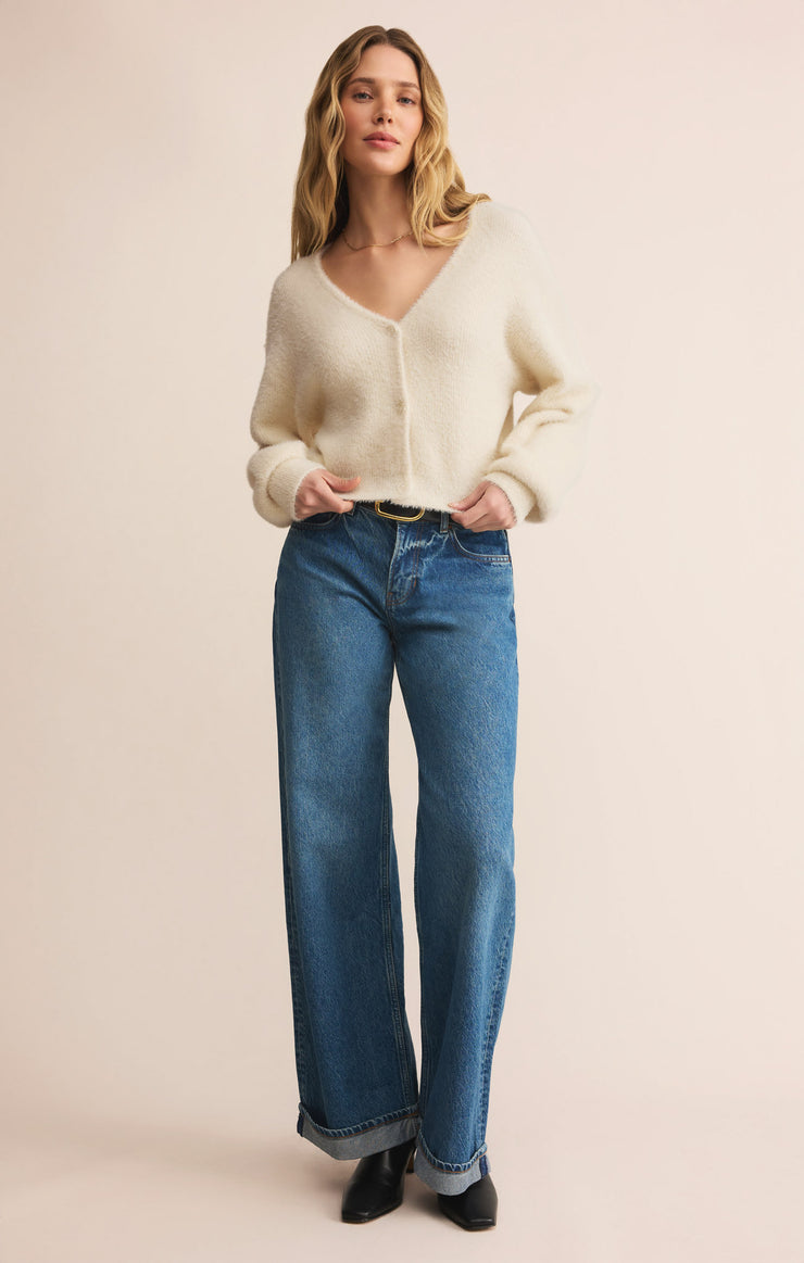 Sadira Fluffy Crop Cardigan - Warm White