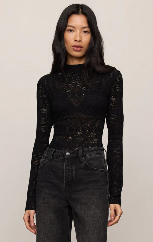 Avery Sweater Top-Black