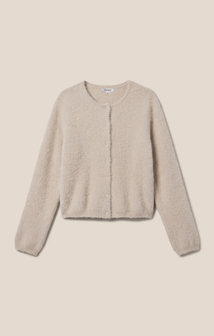 Winterglow Fluffy Cardigan - Frosted Pearl