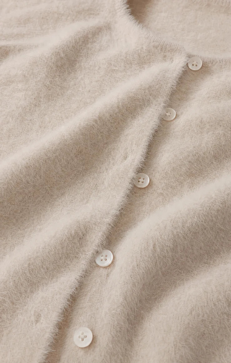 Winterglow Fluffy Cardigan - Frosted Pearl