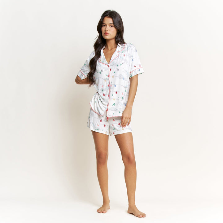 All American Shortie PJ Set in Ivory Gondolas