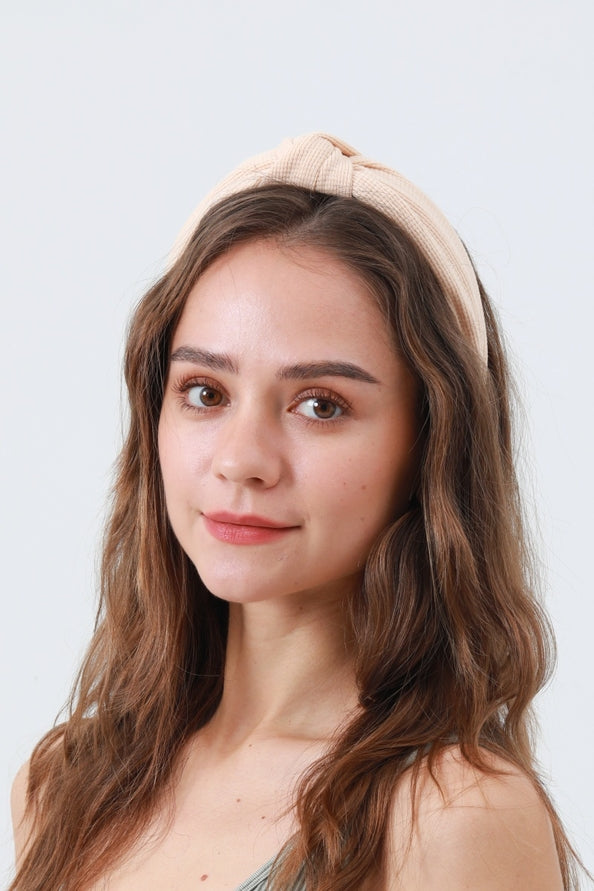 Waffle Knit Headband – Soft Textured Hair Band - Butter Cream