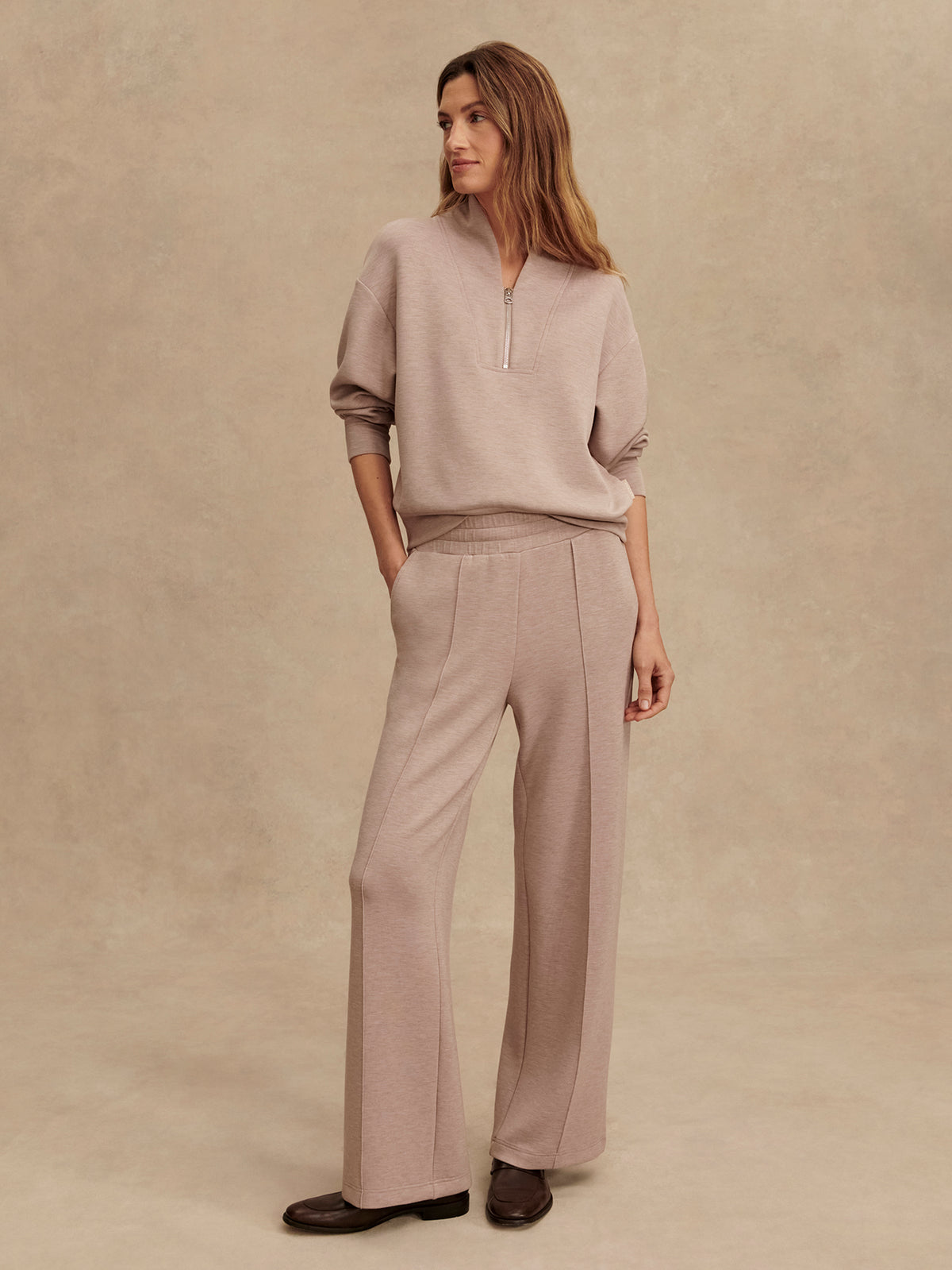 The Wide Leg Pant 28" Taupe