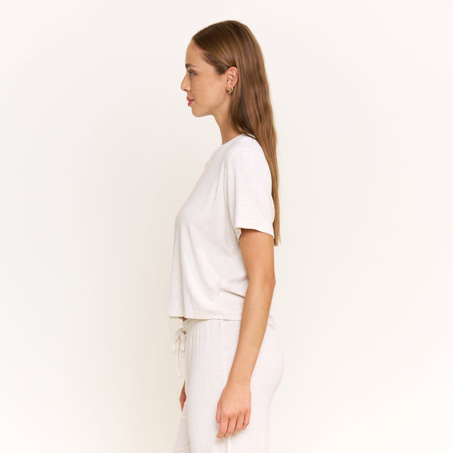 Cloud Modal Tee in Heather Oatmeal