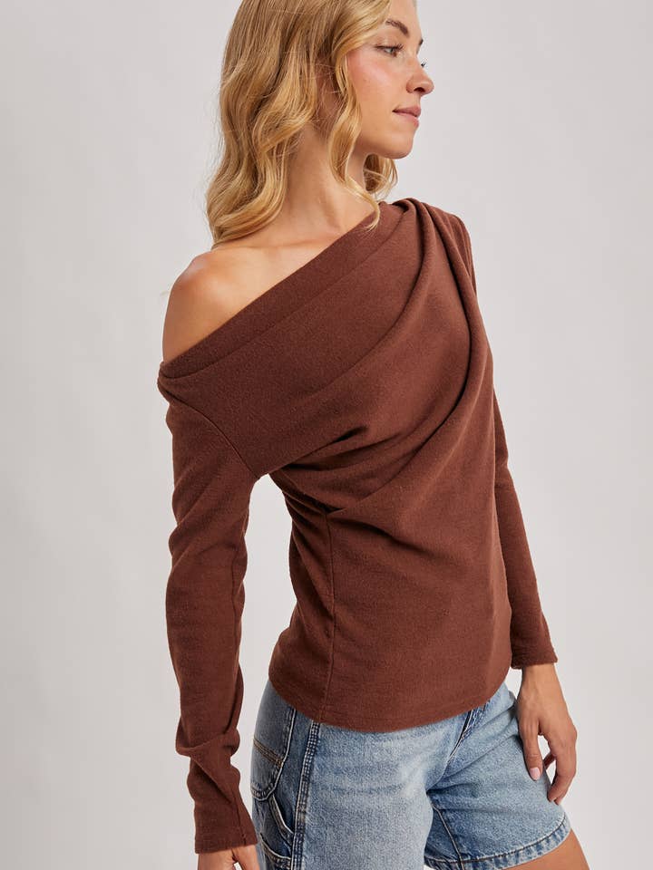 Hazelnut Off Shoulder Knit Top