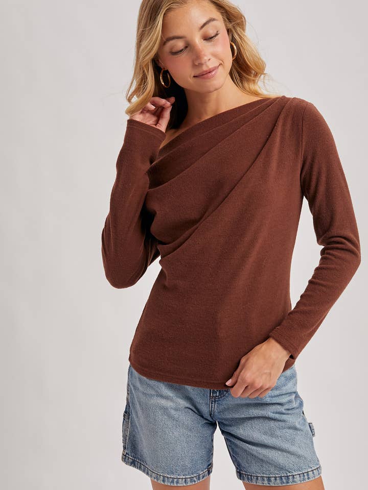 Hazelnut Off Shoulder Knit Top