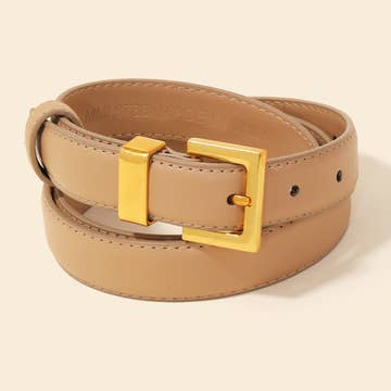 Genuine Leather Square Buckle Belt