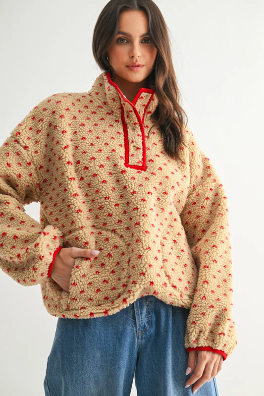 Heart Sherpa Fleece Pullover