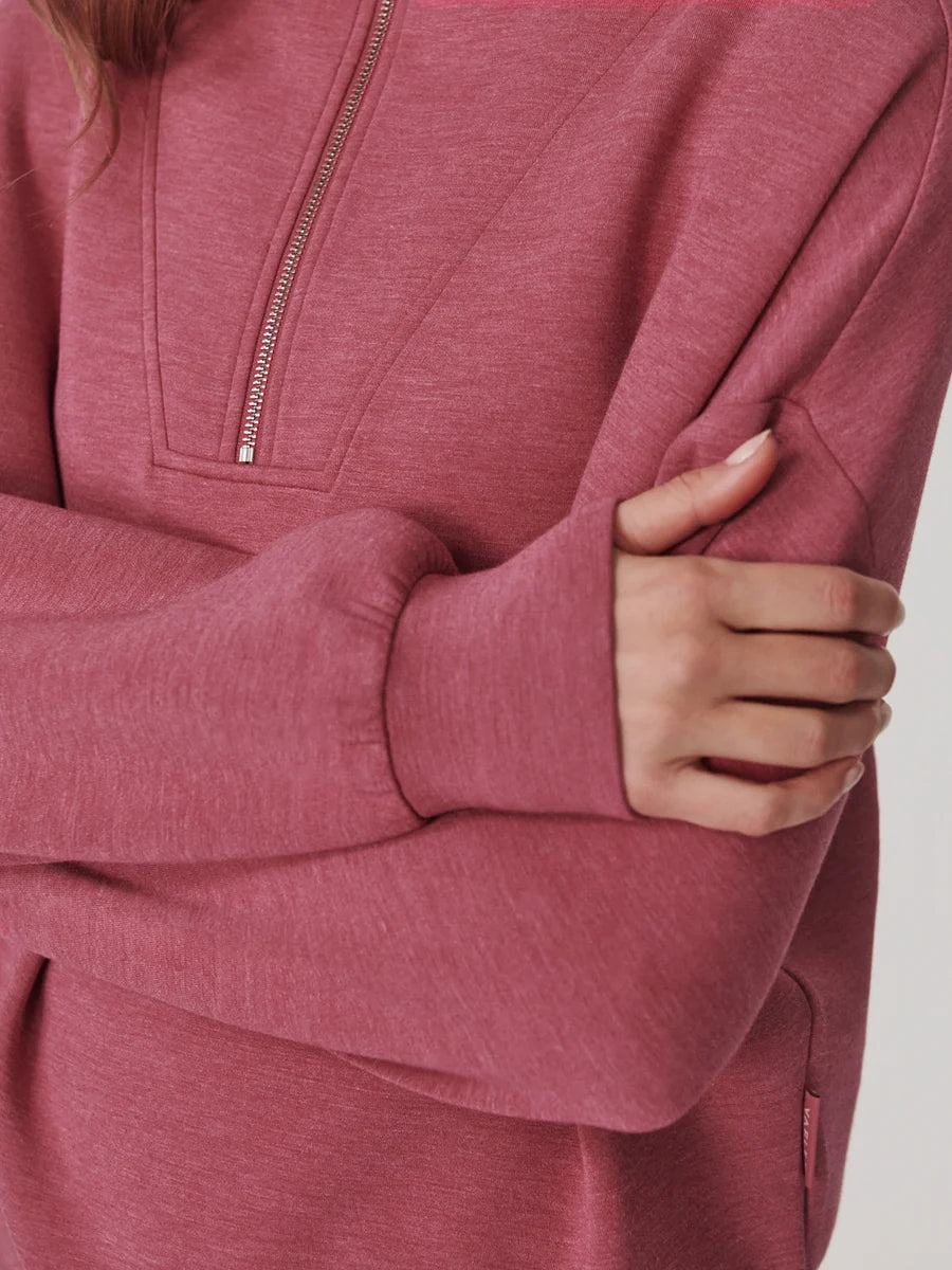 Hawley Half Zip Sweat - Rumba Rose Marl