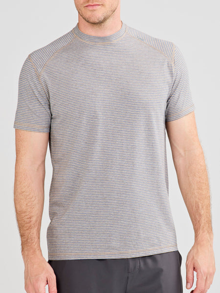 Carrollton Fitness T-Shirt - Mini Stripe - Gray Oak Heather/Galactic Blue