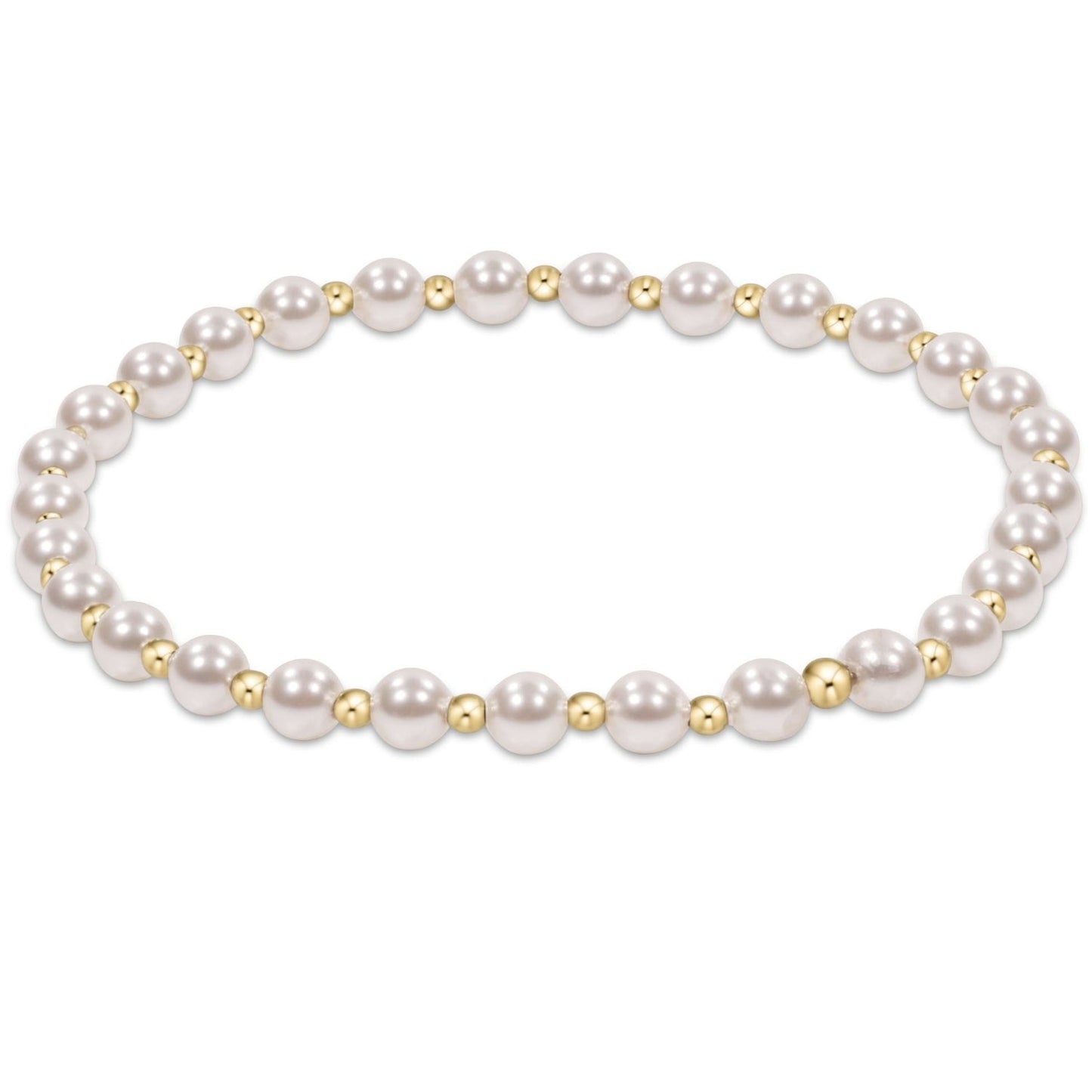 Classic grateful pattern 4mm bead bracelet - pearl - Extends