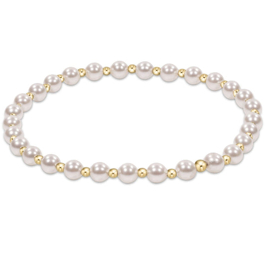Classic grateful pattern 4mm bead bracelet - pearl - Extends